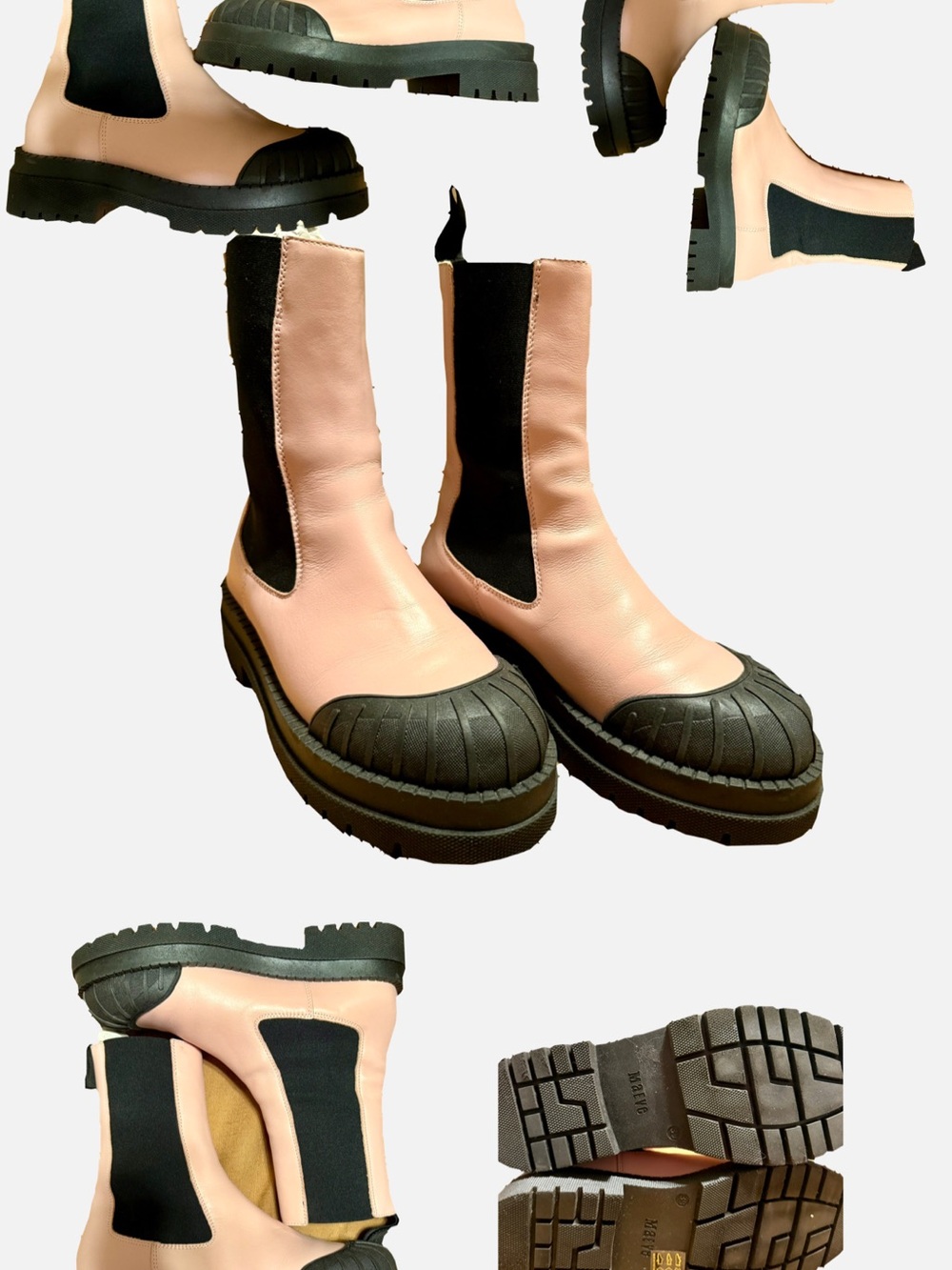 Maeve Pink and Black Lace-Up Chelsea Boots